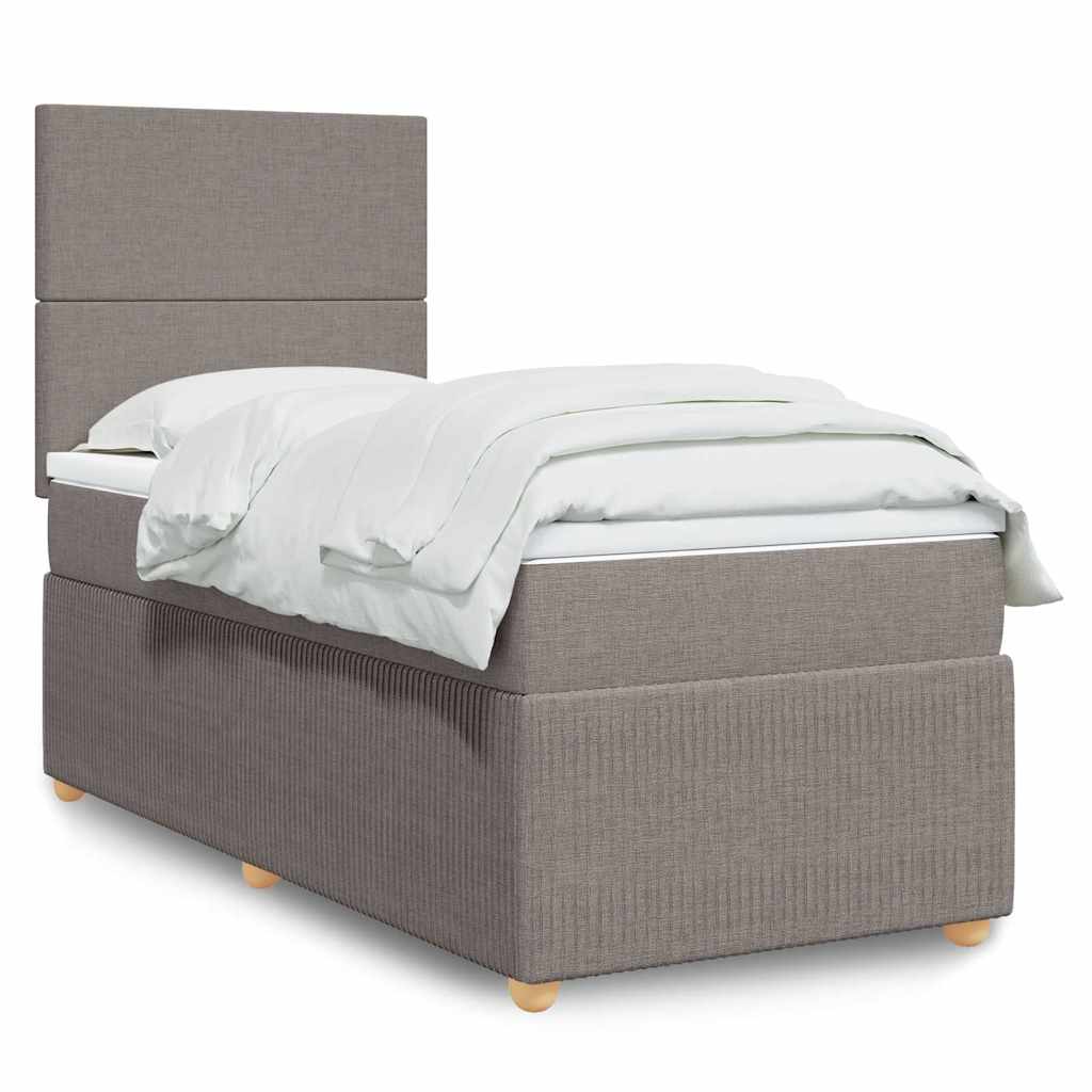 Boxspringbett mit Matratze Taupe 100x200 cm Stoff