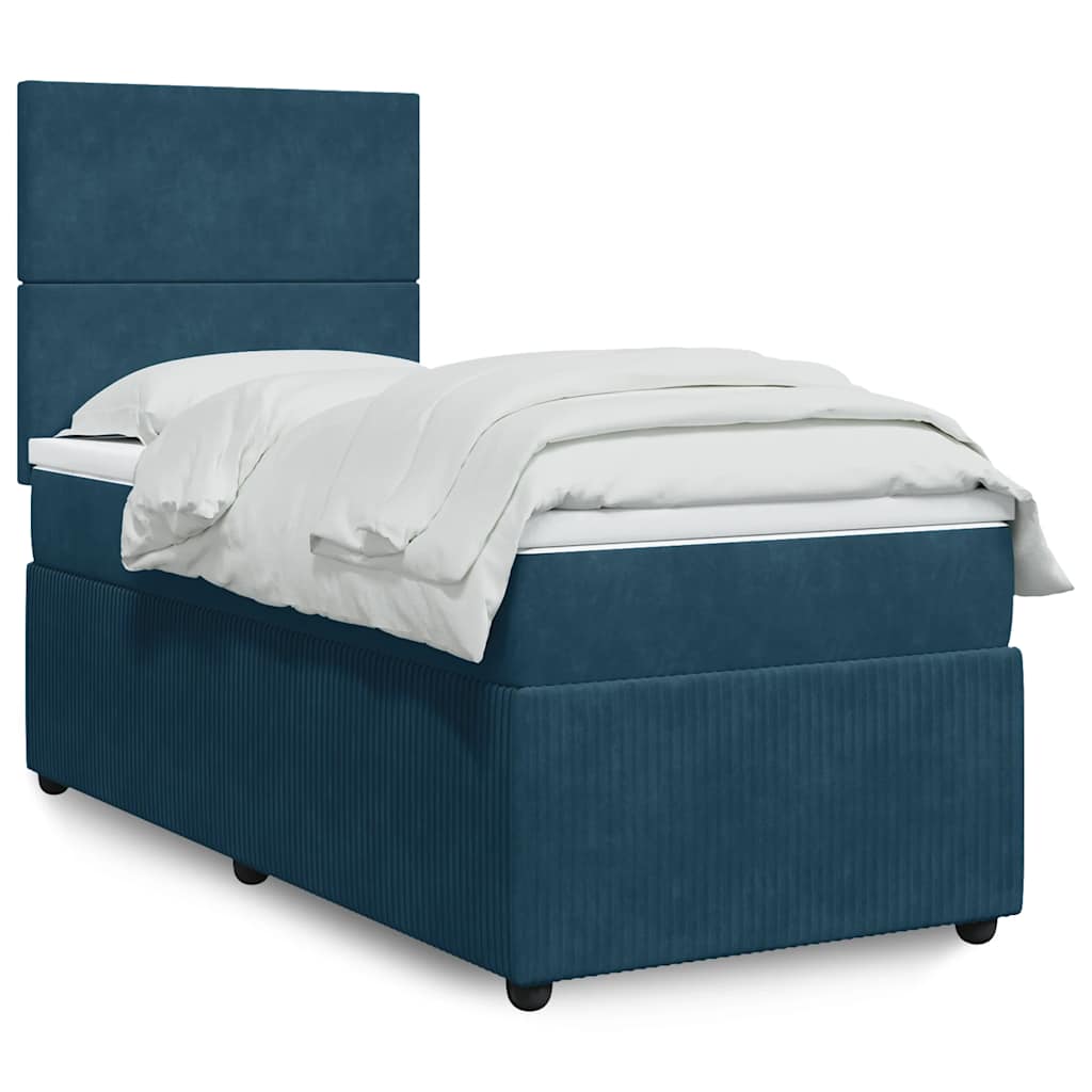 Boxspringbett mit Matratze Dunkelblau 80x200 cm Samt