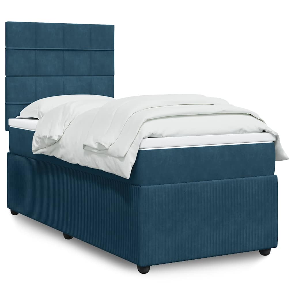 Boxspringbett mit Matratze Dunkelblau 100x200 cm Samt