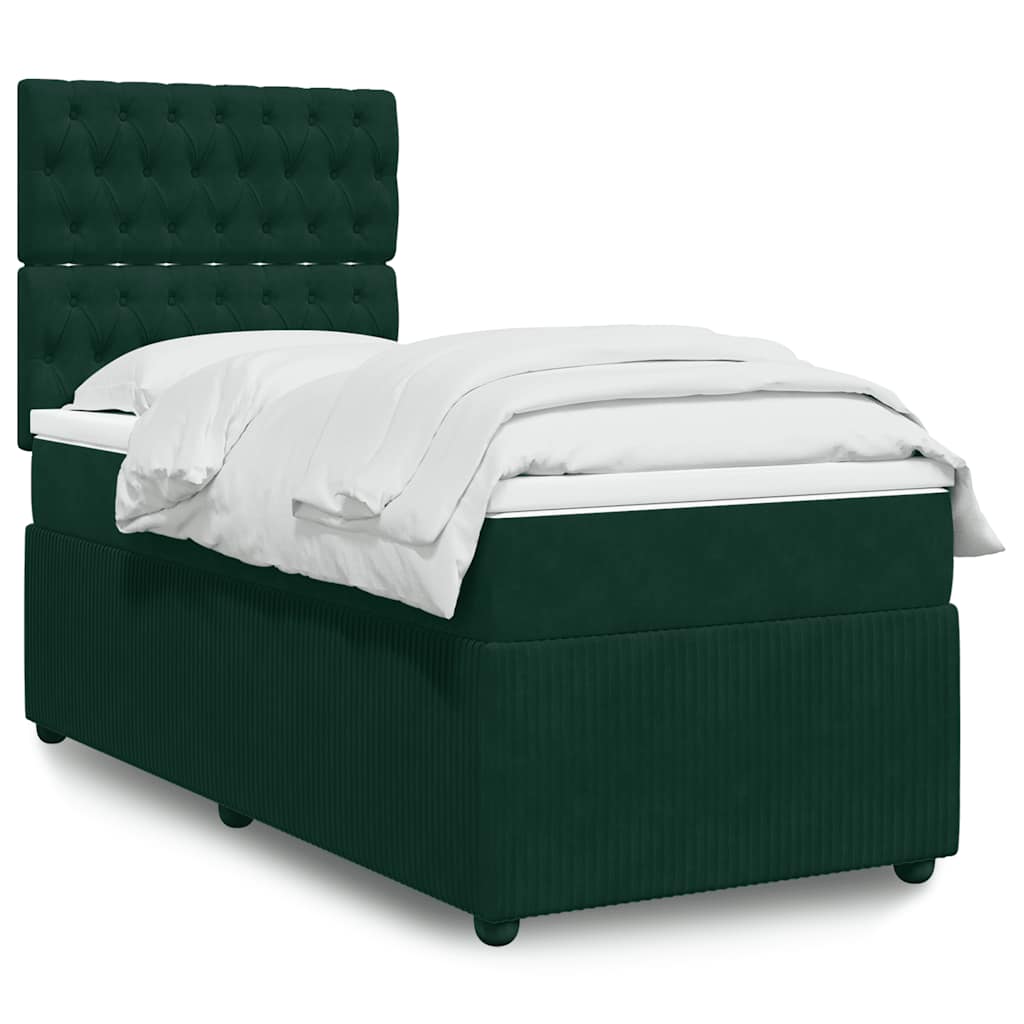 Boxspringbett mit Matratze Dunkelgrün 100x200 cm Samt