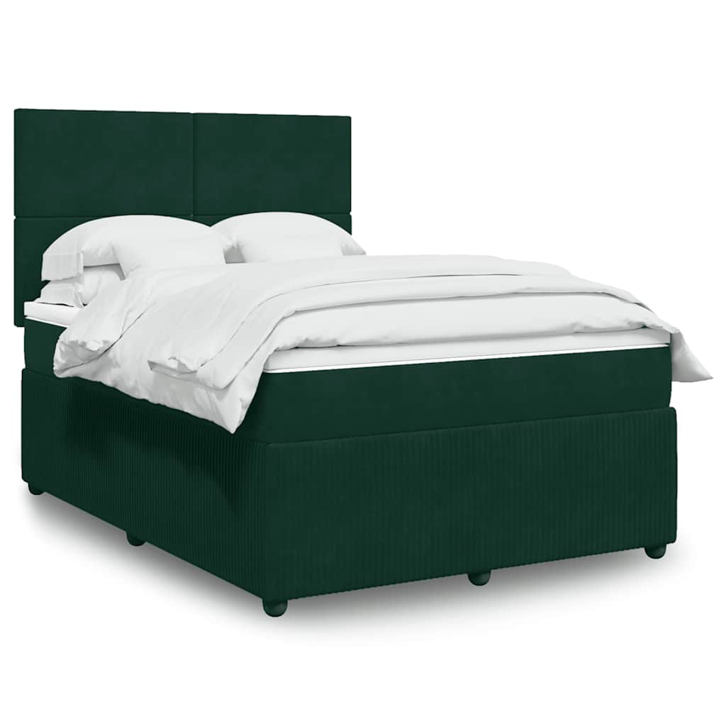 Boxspringbett mit Matratze Dunkelgrün 140x190 cm Samt