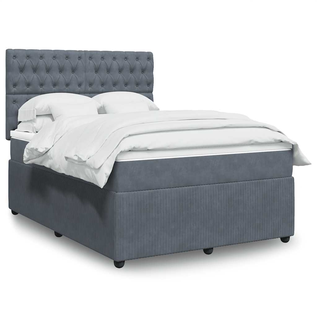 Boxspringbett mit Matratze Dunkelgrau 140x190 cm Samt