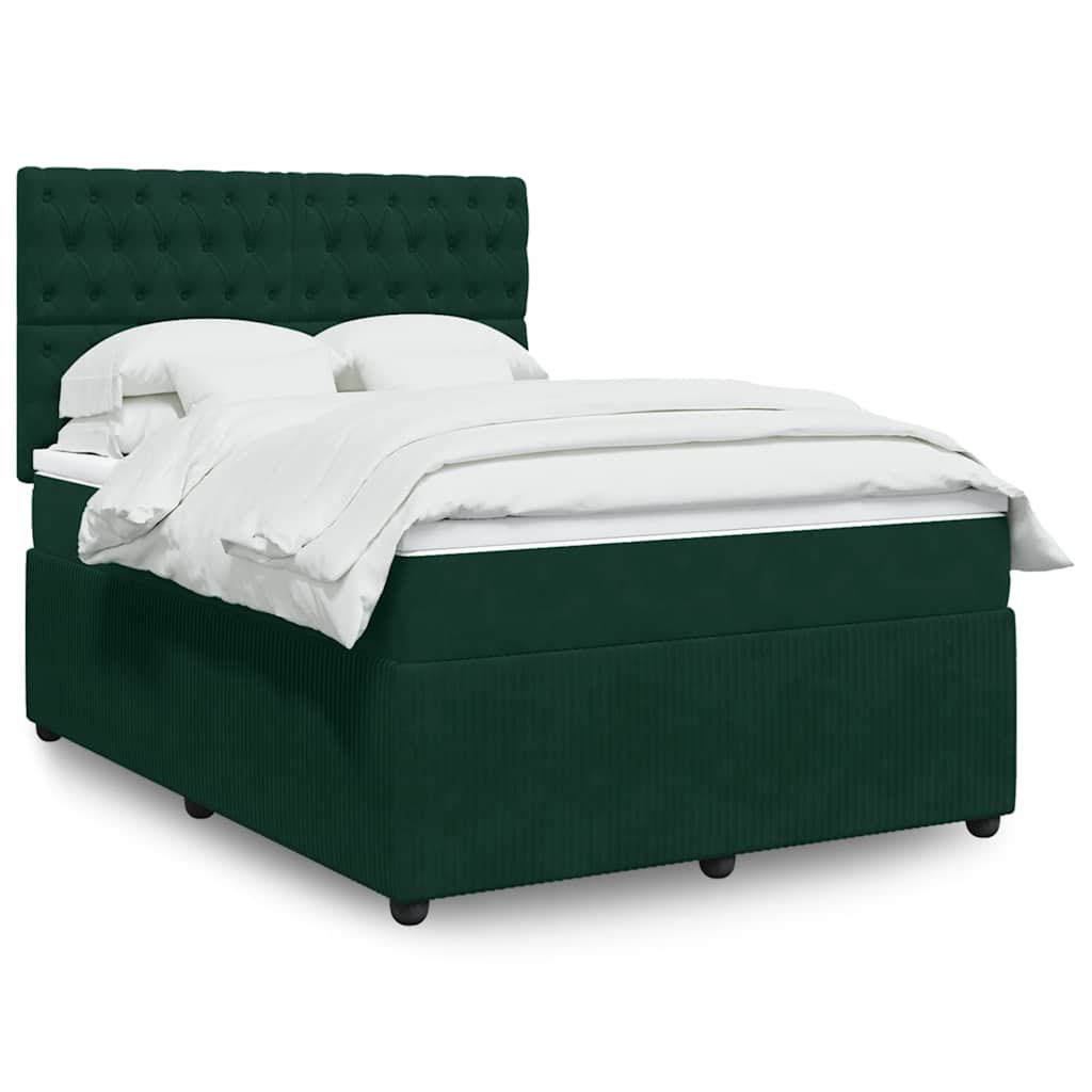 Boxspringbett mit Matratze Dunkelgrün 140x200 cm Samt