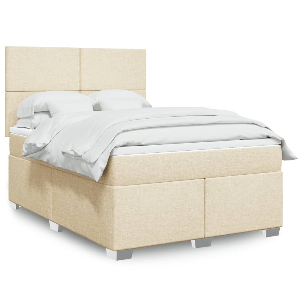 Boxspringbett mit Matratze Creme 140x190 cm Stoff