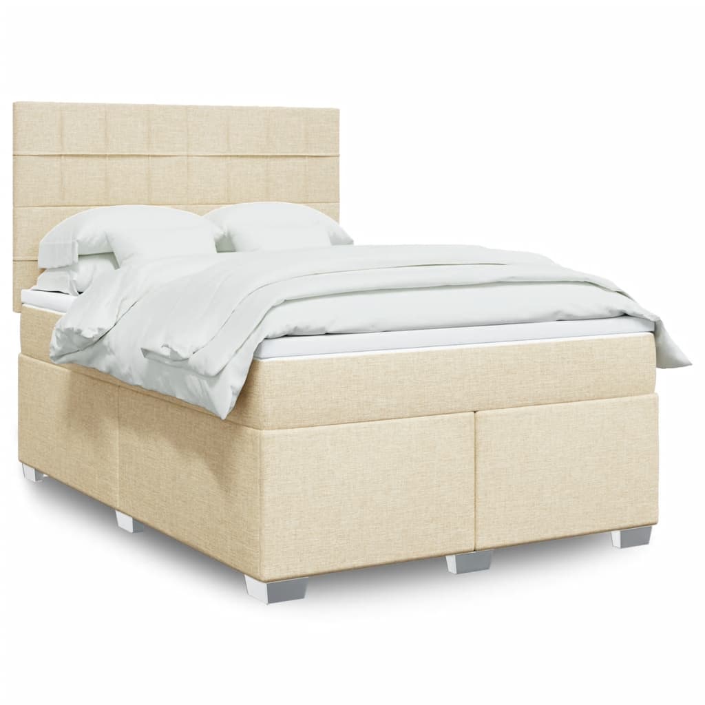 Boxspringbett mit Matratze Creme 140x190 cm Stoff