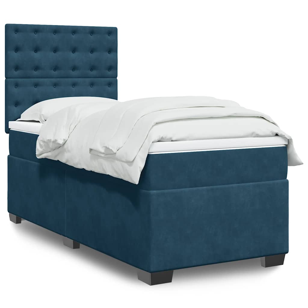 Boxspringbett mit Matratze Blau 100x200 cm Samt
