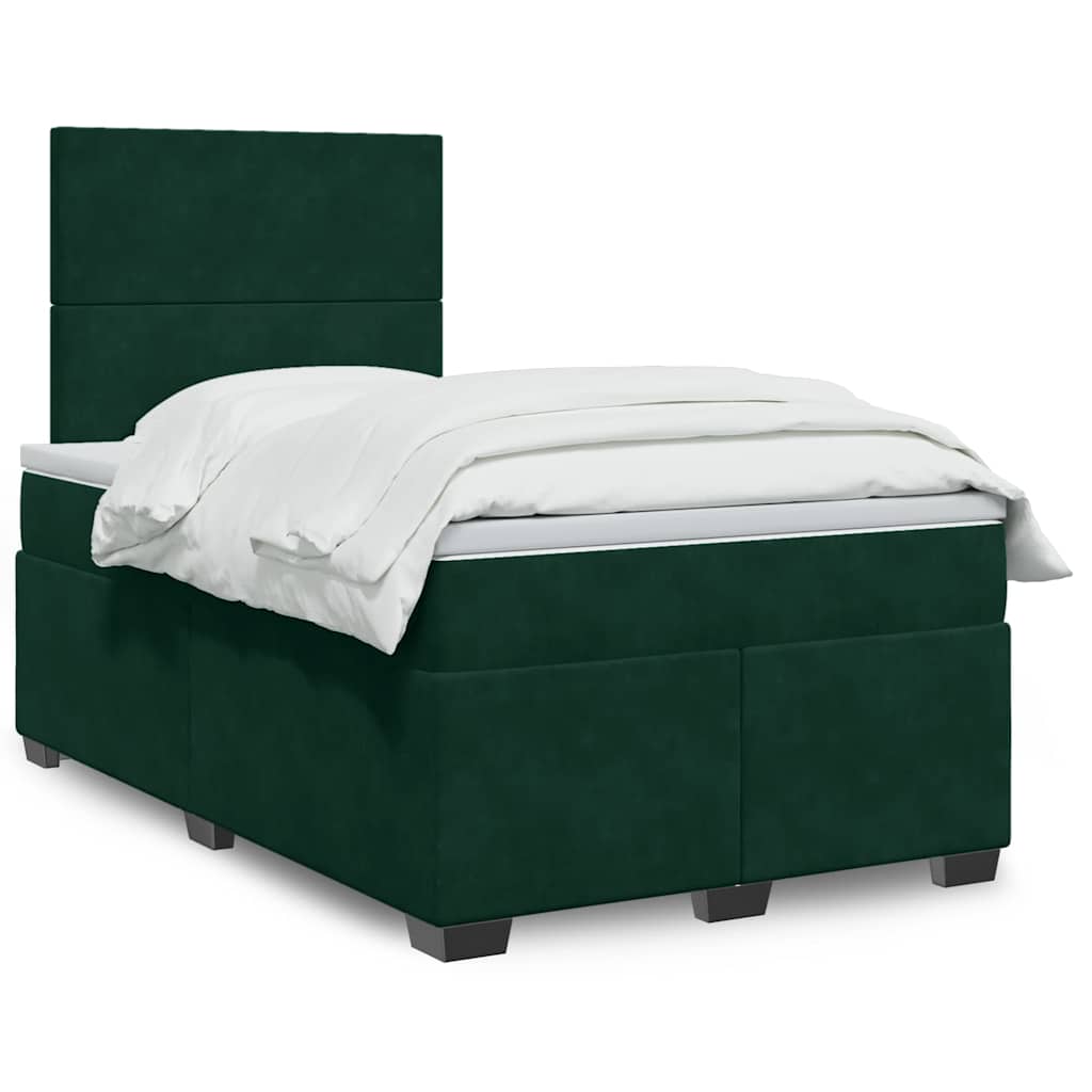 Boxspringbett mit Matratze Dunkelgrün 120x190 cm Samt