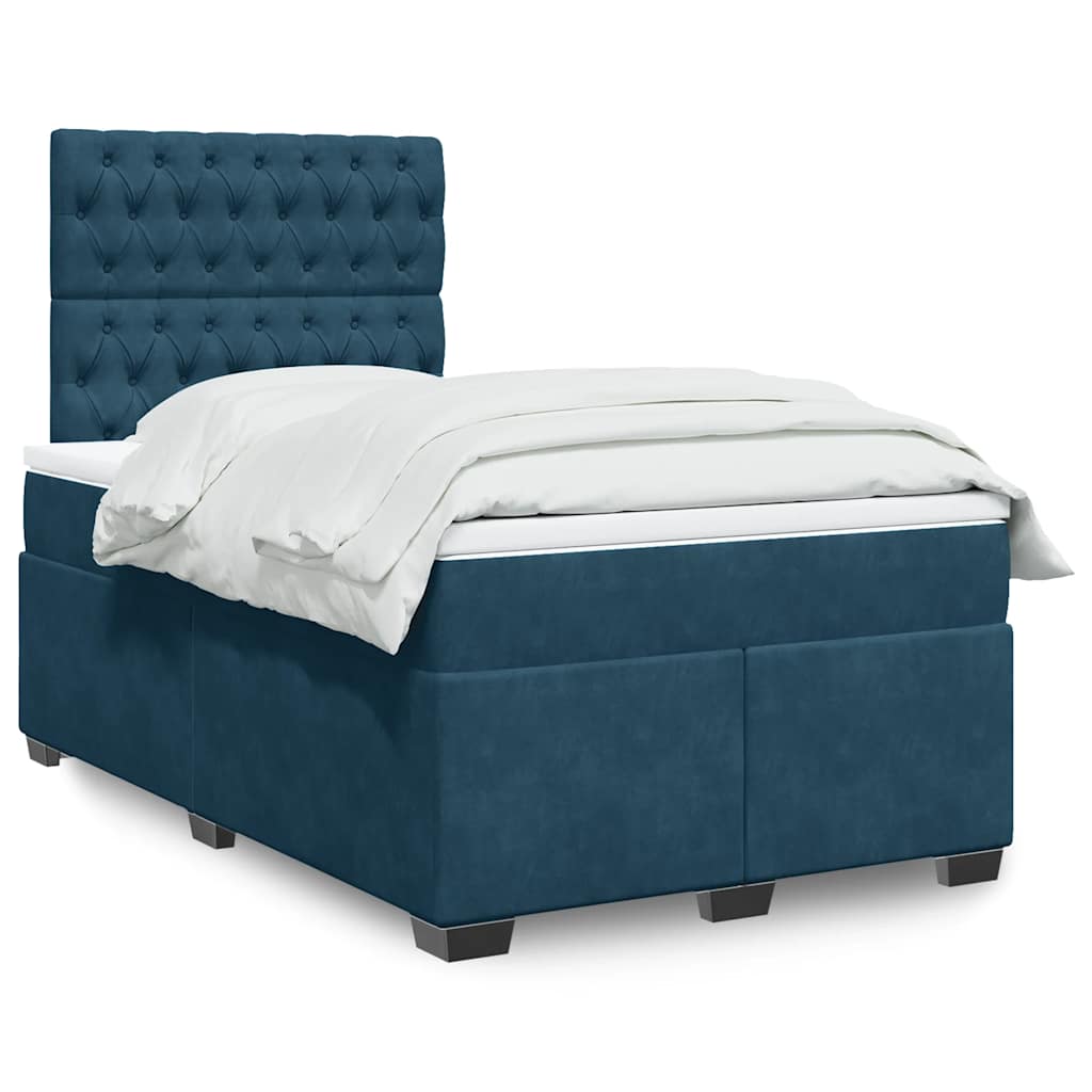 Boxspringbett mit Matratze Blau 120x190 cm Samt
