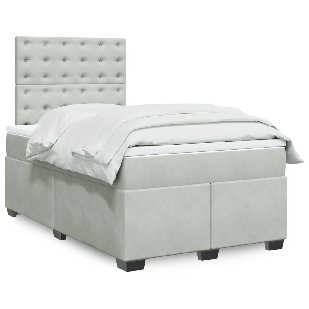 Boxspringbett mit Matratze Hellgrau 120x190 cm Samt
