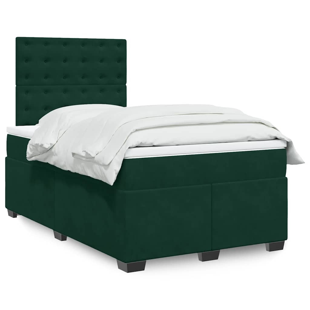 Boxspringbett mit Matratze Dunkelgrün 120x190 cm Samt