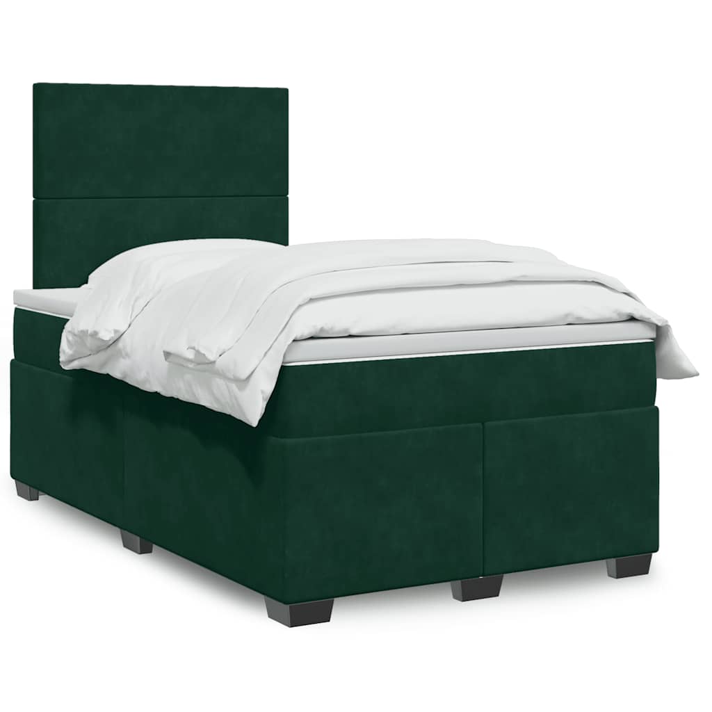 Boxspringbett mit Matratze Dunkelgrün 120x200 cm Samt