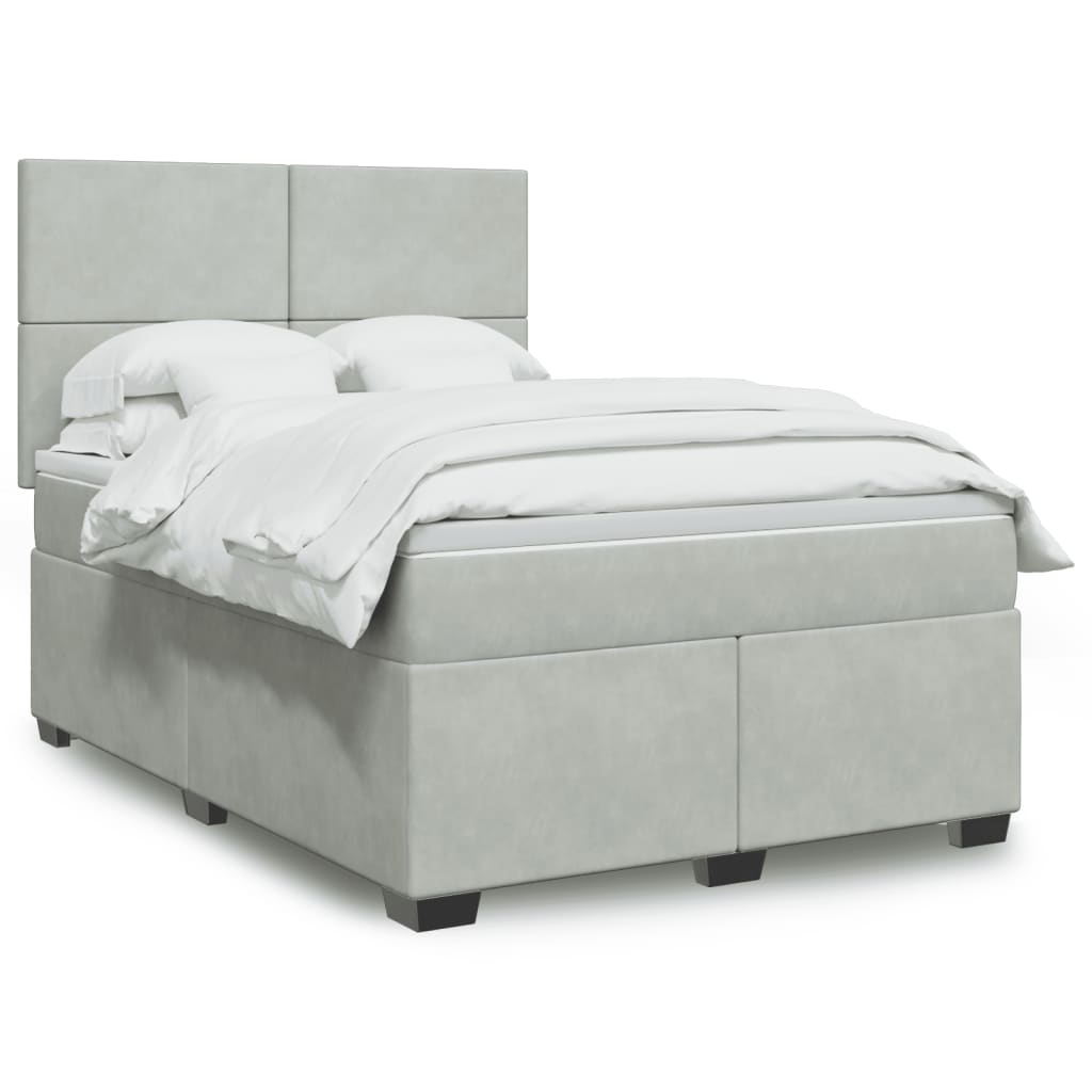 Boxspringbett mit Matratze Hellgrau 140x190 cm Samt