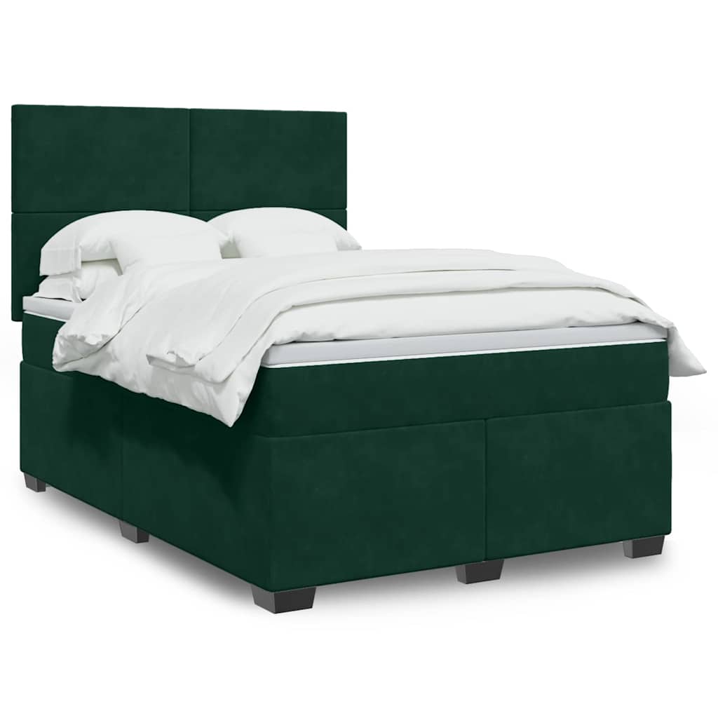 Boxspringbett mit Matratze Dunkelgrün 140x190 cm Samt