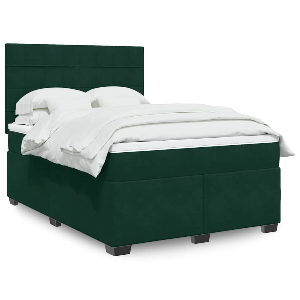 Boxspringbett mit Matratze Dunkelgrün 140x190 cm Samt