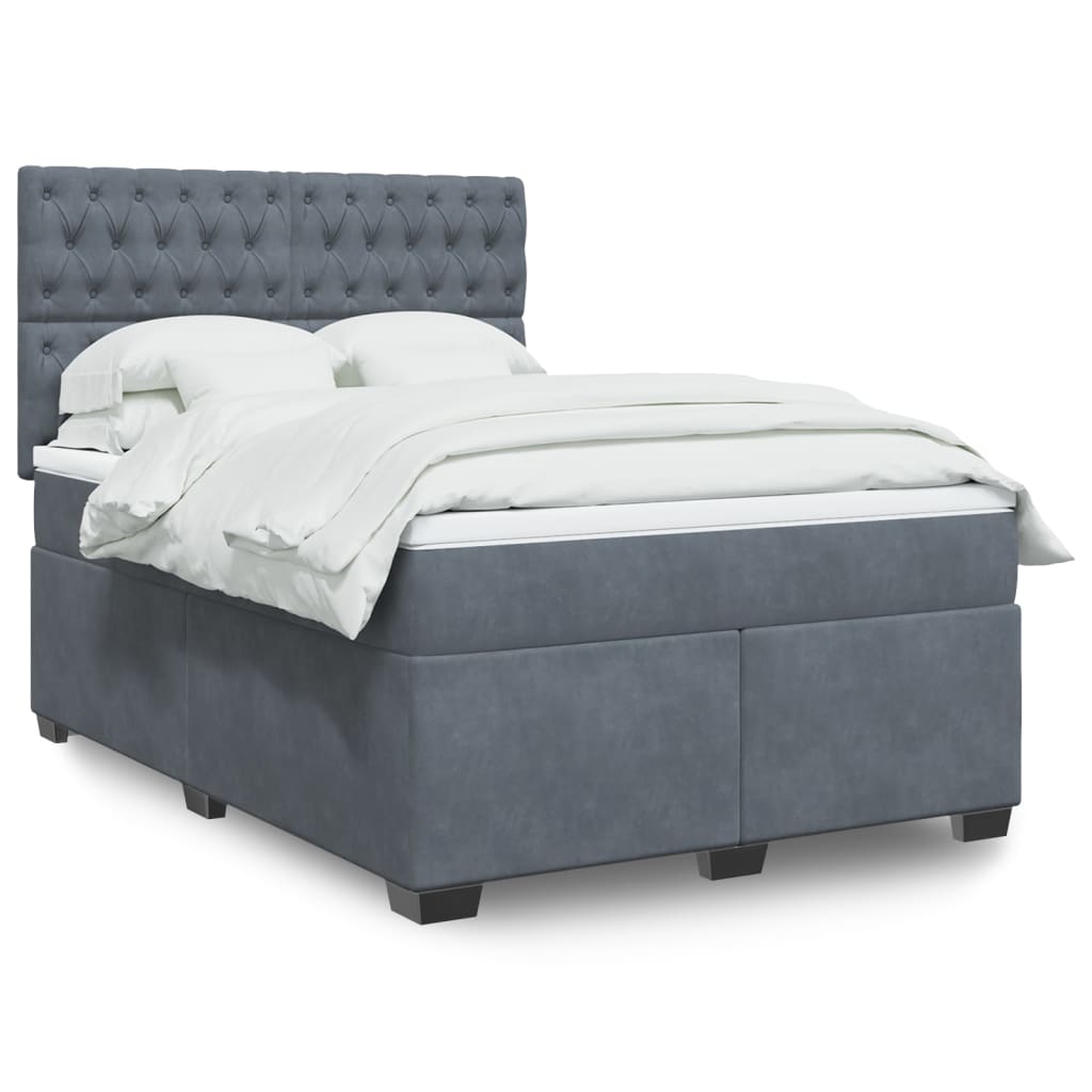 Boxspringbett mit Matratze Dunkelgrau 140x190 cm Samt