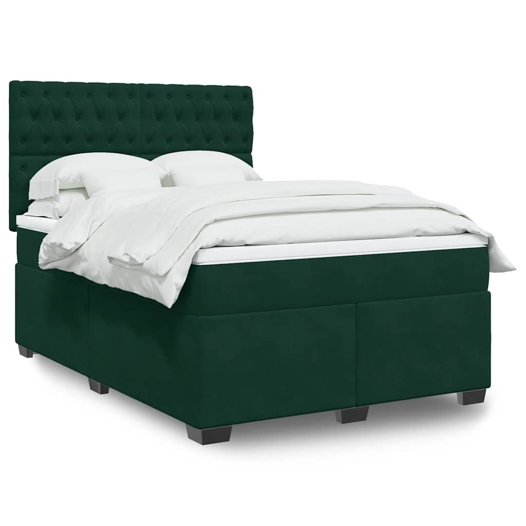 Boxspringbett mit Matratze Dunkelgrün 140x190 cm Samt