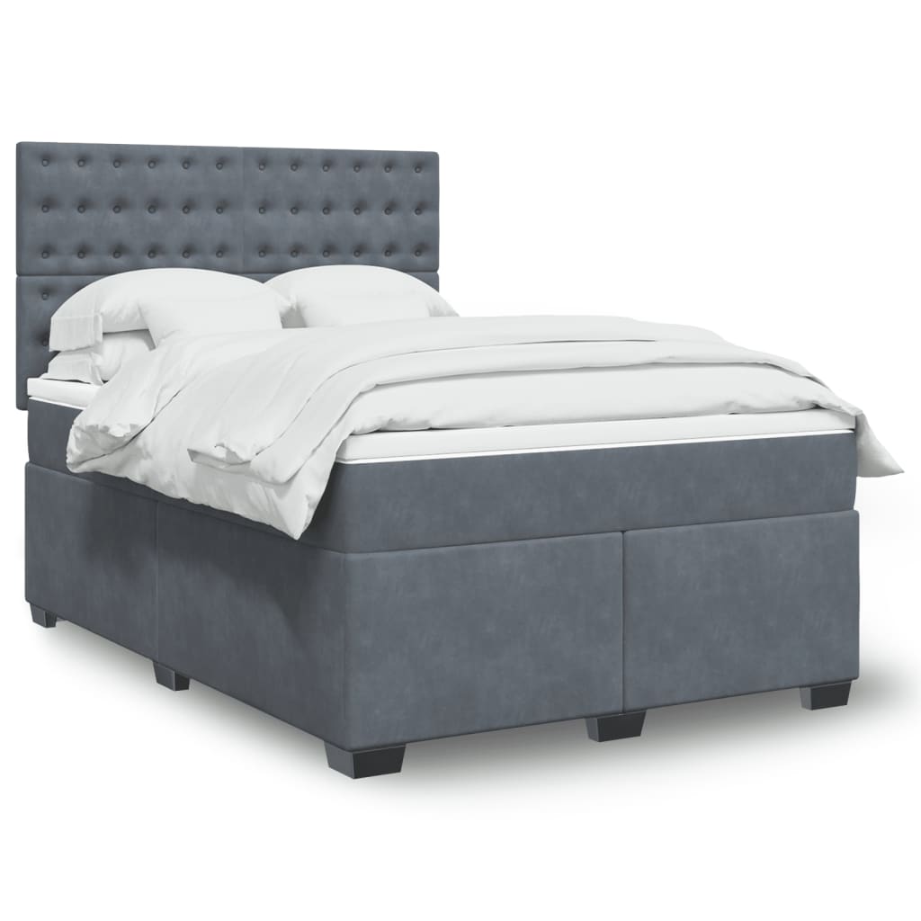 Boxspringbett mit Matratze Dunkelgrau 140x190 cm Samt