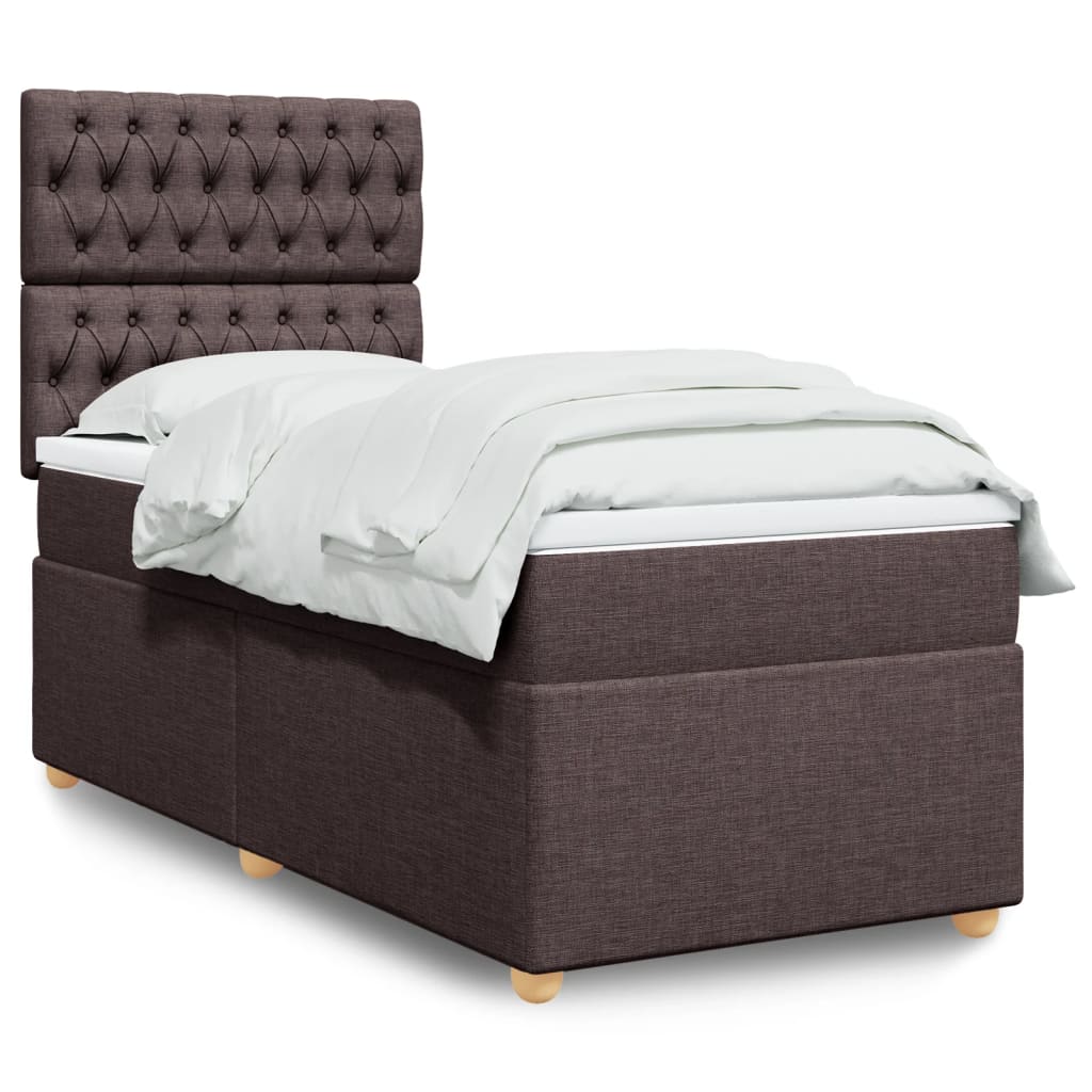 Boxspringbett mit Matratze Dunkelbraun 80x200 cm Stoff
