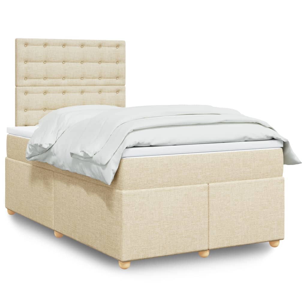 Boxspringbett mit Matratze Creme 120x190 cm Stoff