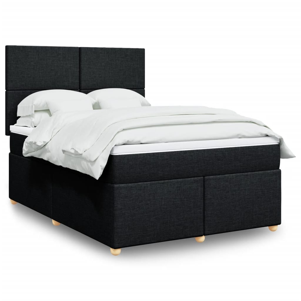 Boxspringbett mit Matratze Schwarz 140x190 cm Stoff