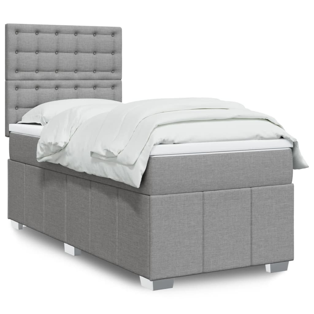 Boxspringbett mit Matratze Hellgrau 80x200 cm Stoff