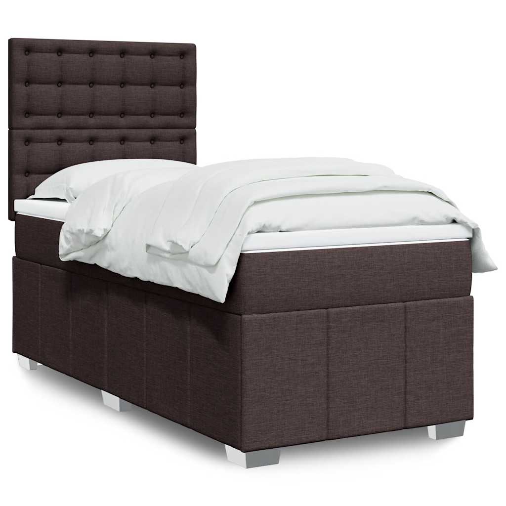 Boxspringbett mit Matratze Dunkelbraun 90x200 cm Stoff