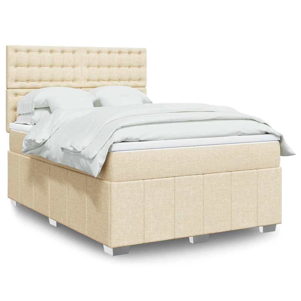 Boxspringbett mit Matratze Creme 140x190 cm Stoff
