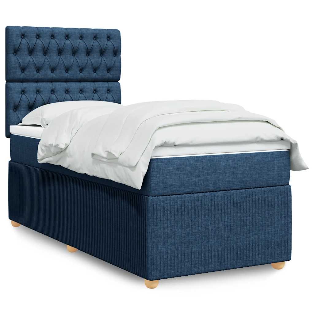 Boxspringbett mit Matratze Blau 90x190 cm Stoff