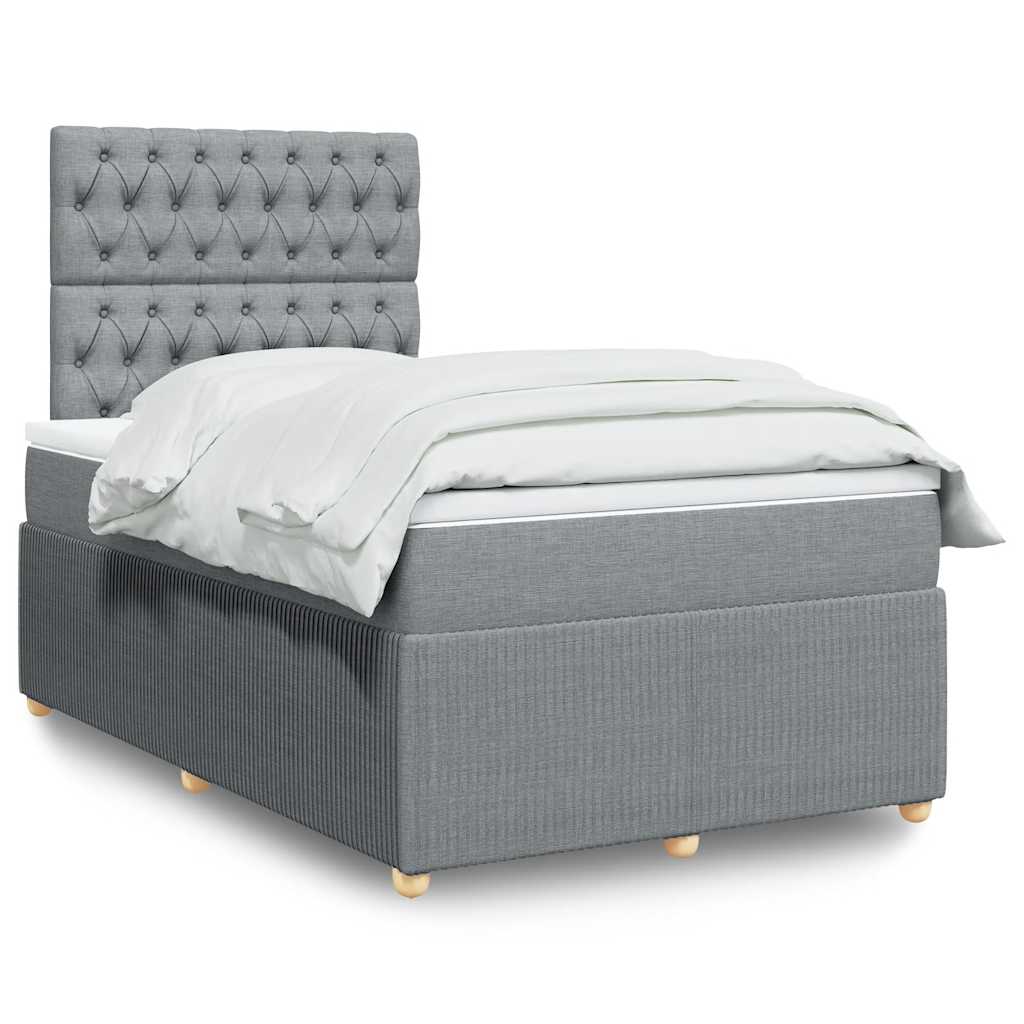Boxspringbett mit Matratze Hellgrau 120x190 cm Stoff