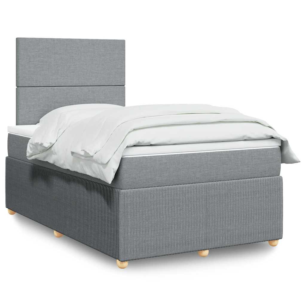 Boxspringbett mit Matratze Hellgrau 120x200 cm Stoff