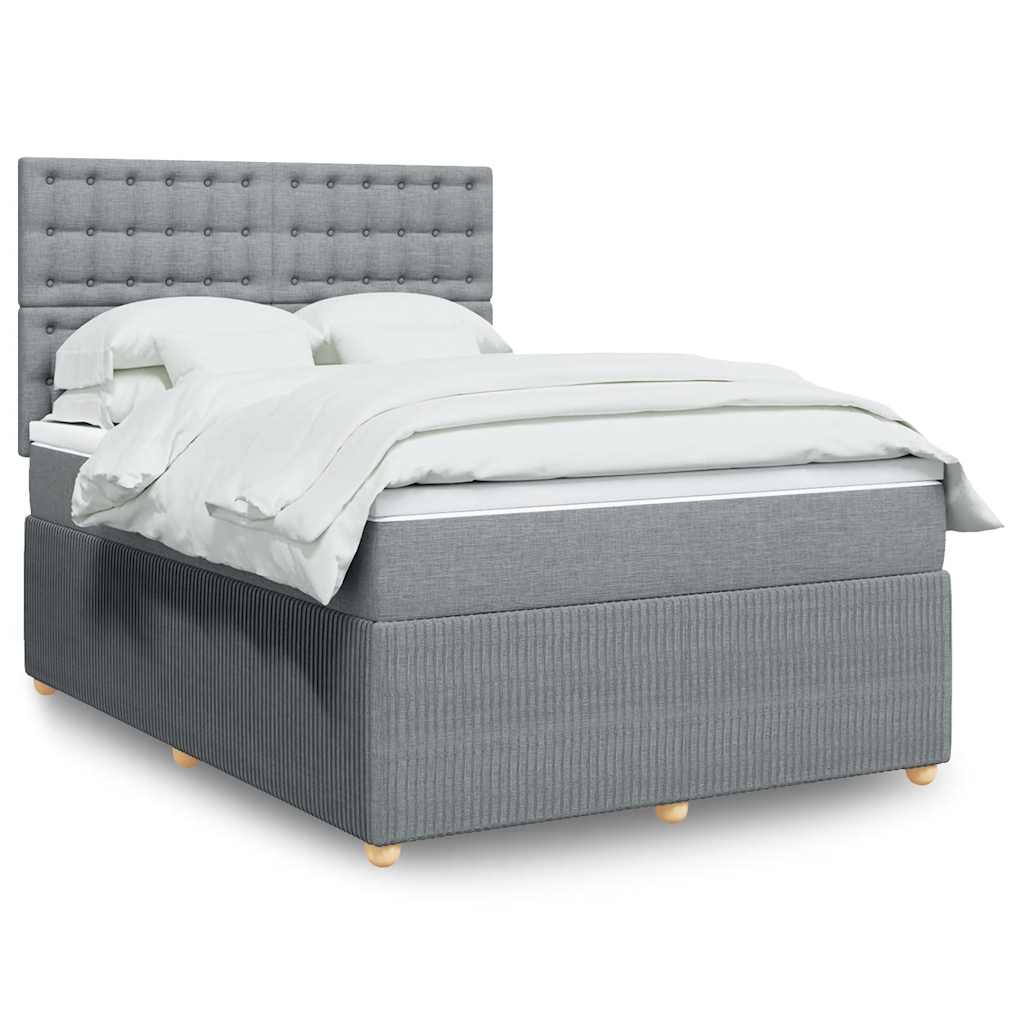 Boxspringbett mit Matratze Hellgrau 140x200 cm Stoff