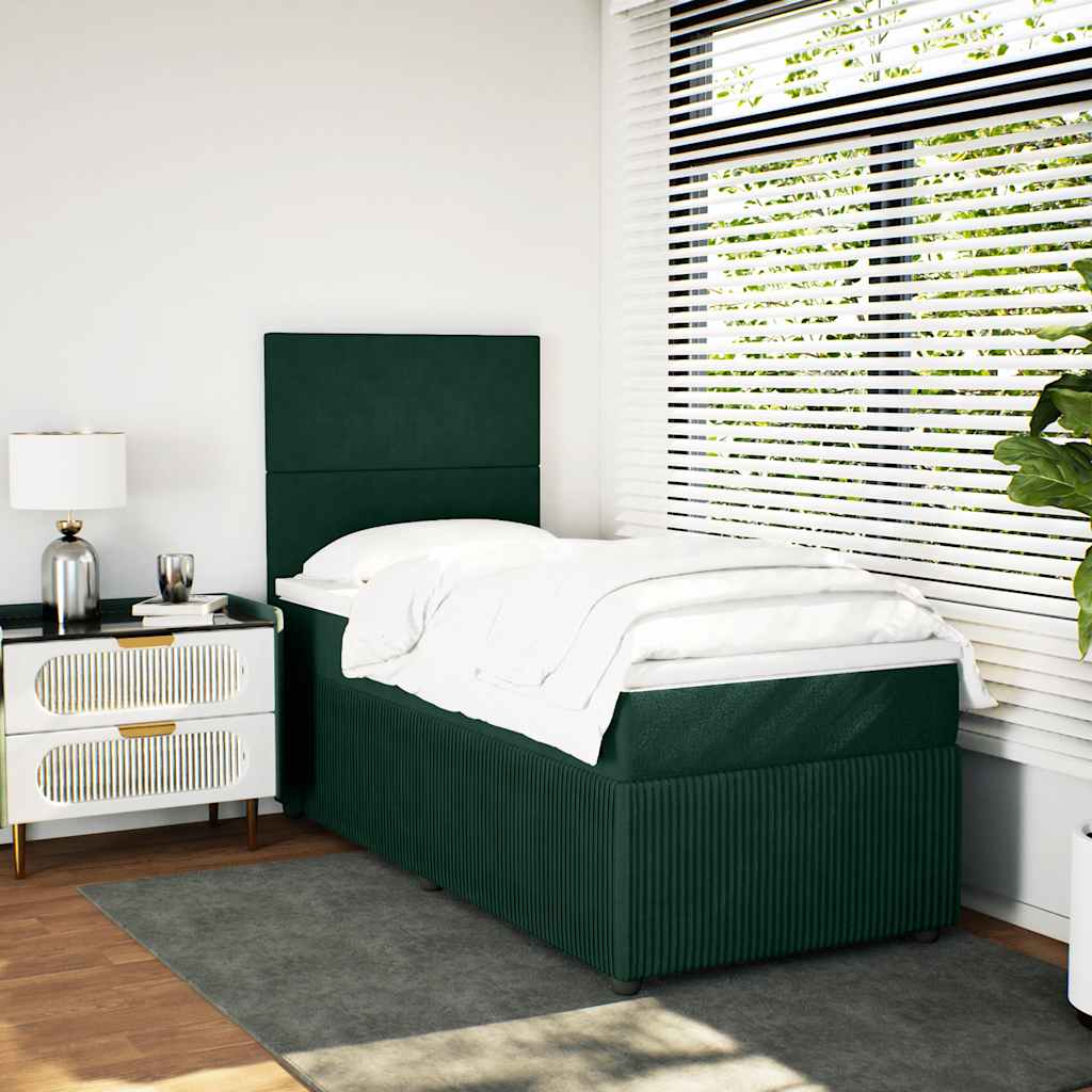 Boxspringbett mit Matratze Dunkelgrün 80x200 cm Samt