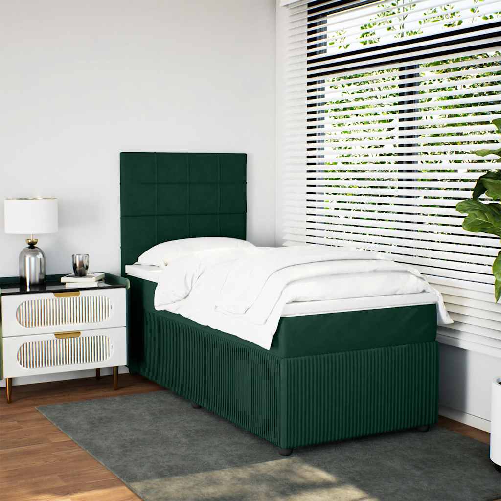 Boxspringbett mit Matratze Dunkelgrün 80x200 cm Samt