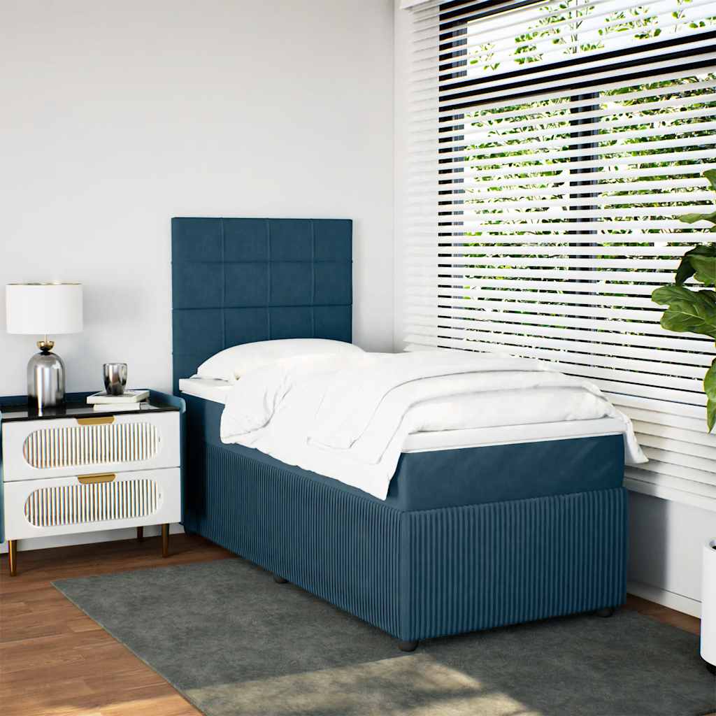 Boxspringbett mit Matratze Blau 80x200 cm Samt