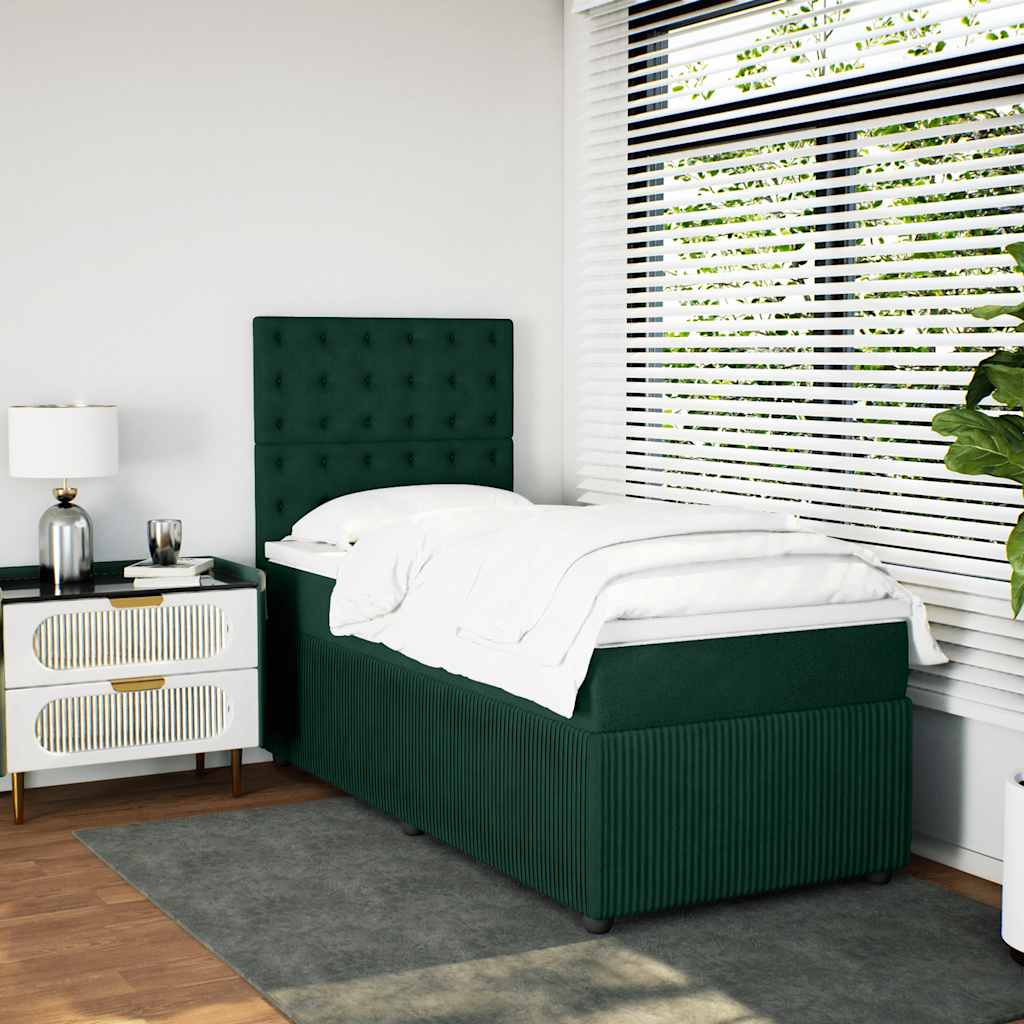 Boxspringbett mit Matratze Dunkelgrün 80x200 cm Samt