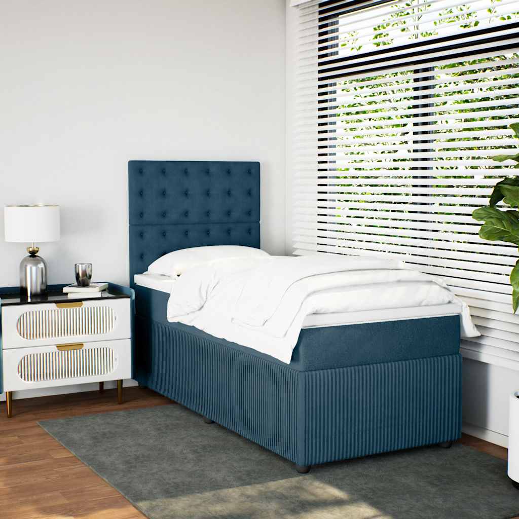 Boxspringbett mit Matratze Blau 80x200 cm Samt