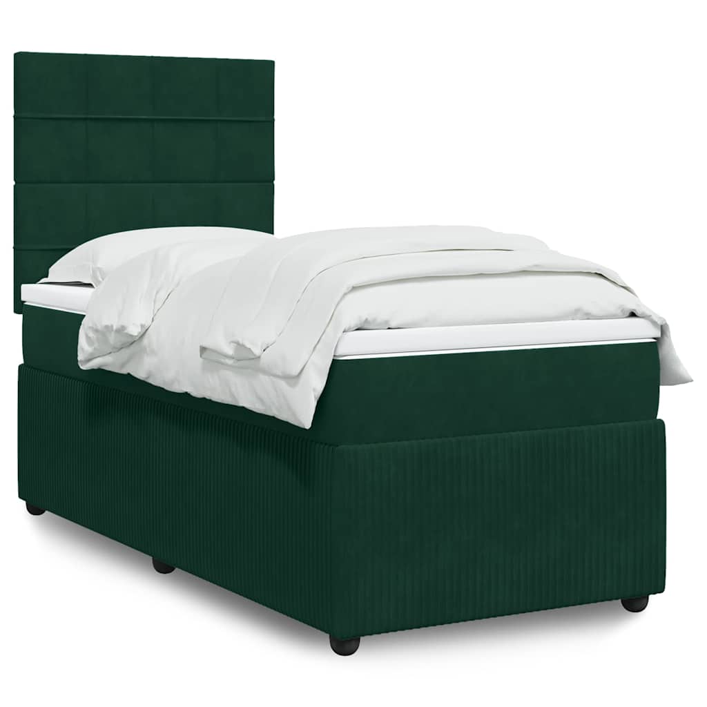 Boxspringbett mit Matratze Dunkelgrün 90x200 cm Samt