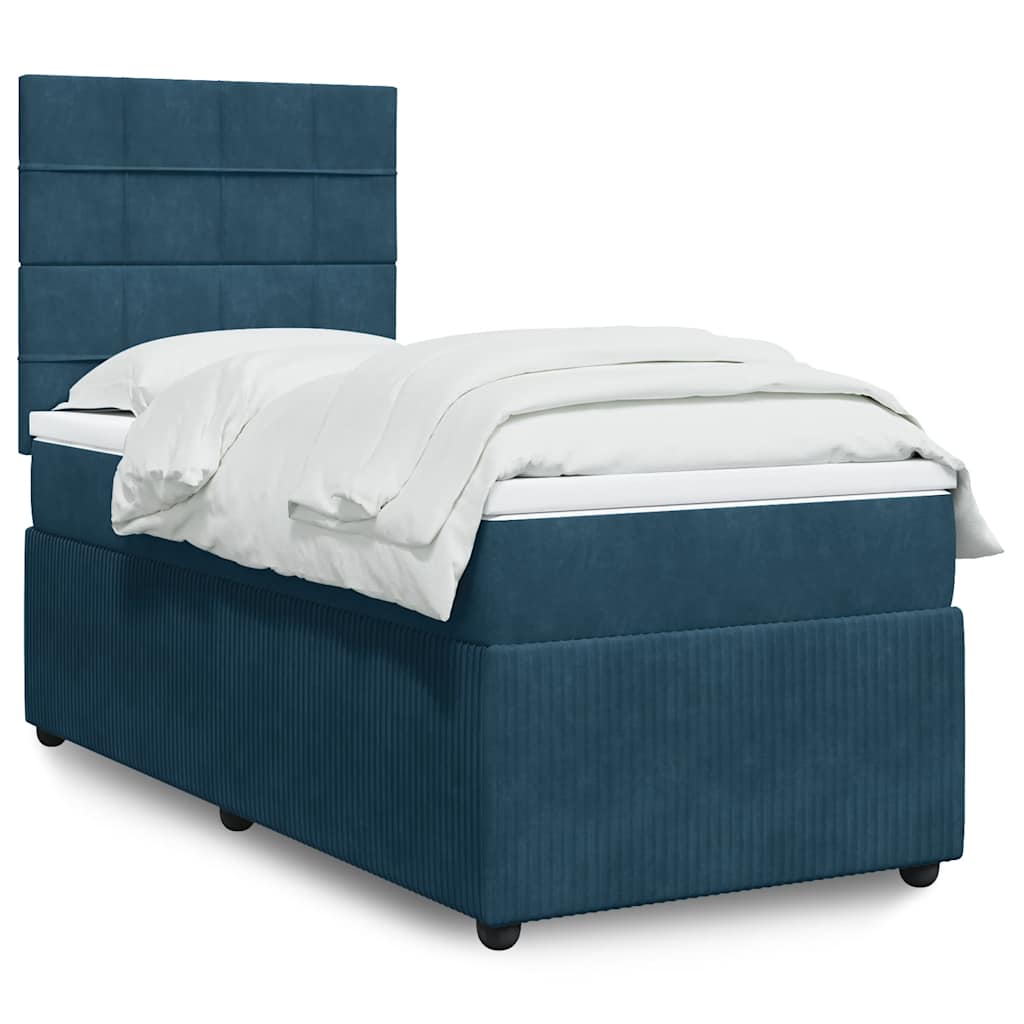 Boxspringbett mit Matratze Blau 90x200 cm Samt