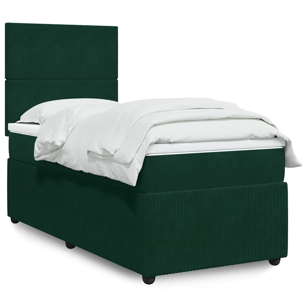 Boxspringbett mit Matratze Dunkelgrün 100x200 cm Samt