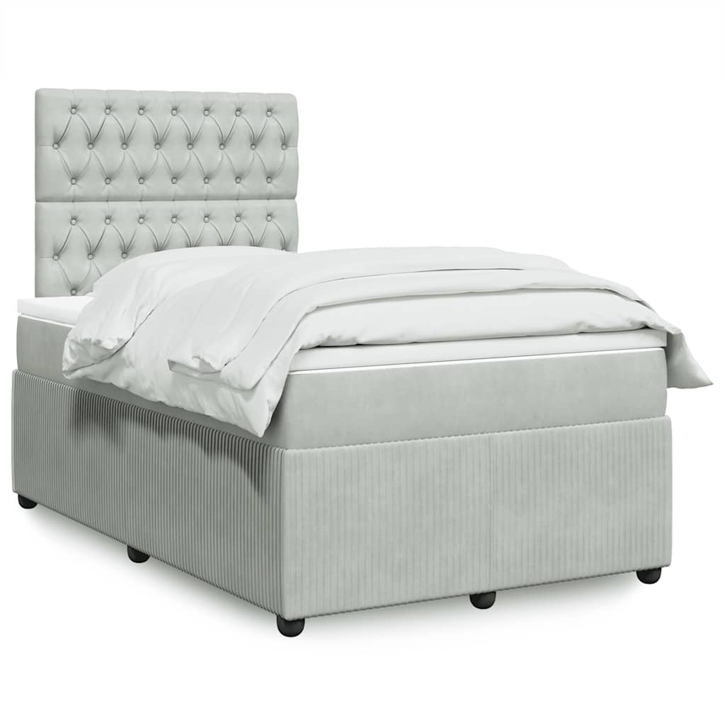 Boxspringbett mit Matratze Hellgrau 120x190 cm Samt