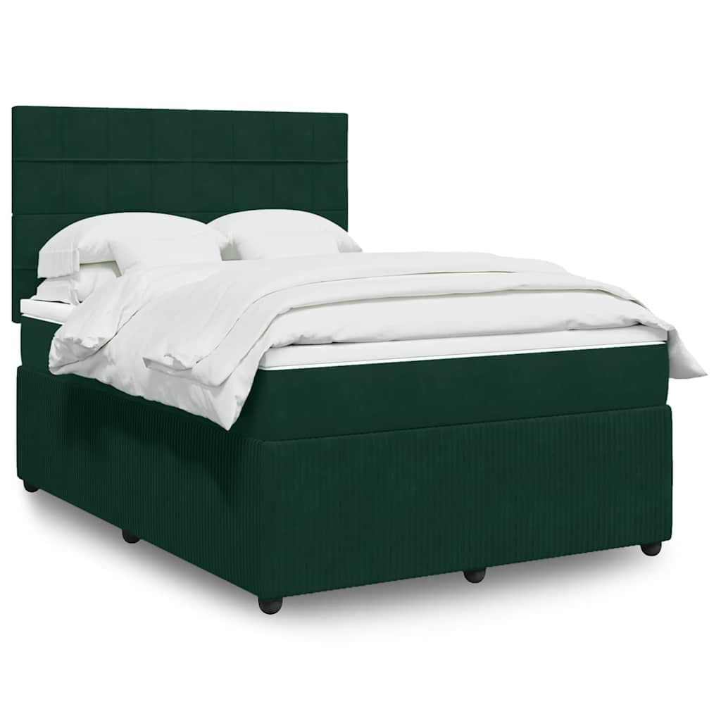 Boxspringbett mit Matratze Dunkelgrün 140x190 cm Samt