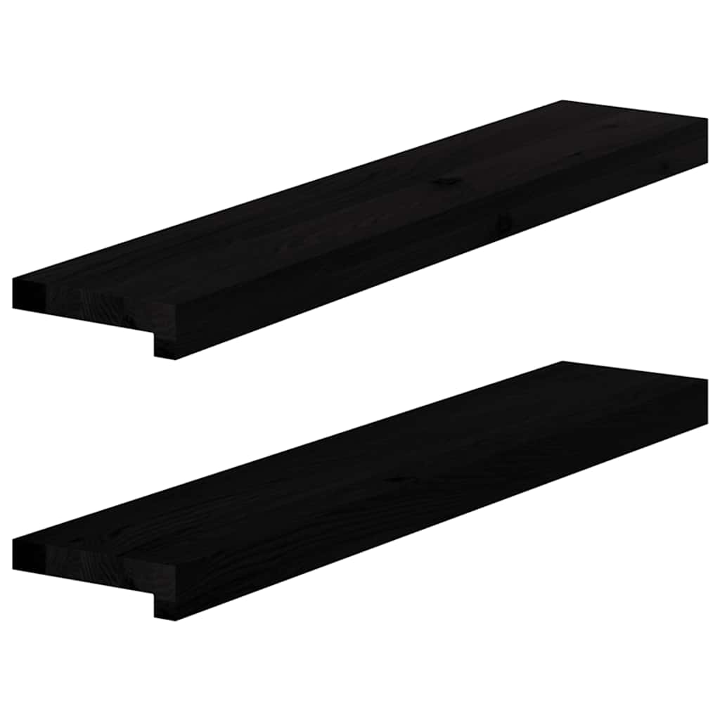 Fensterbänke 2 Stk. Braun-Schwarz 80x15x2 cm Massivholz Eiche
