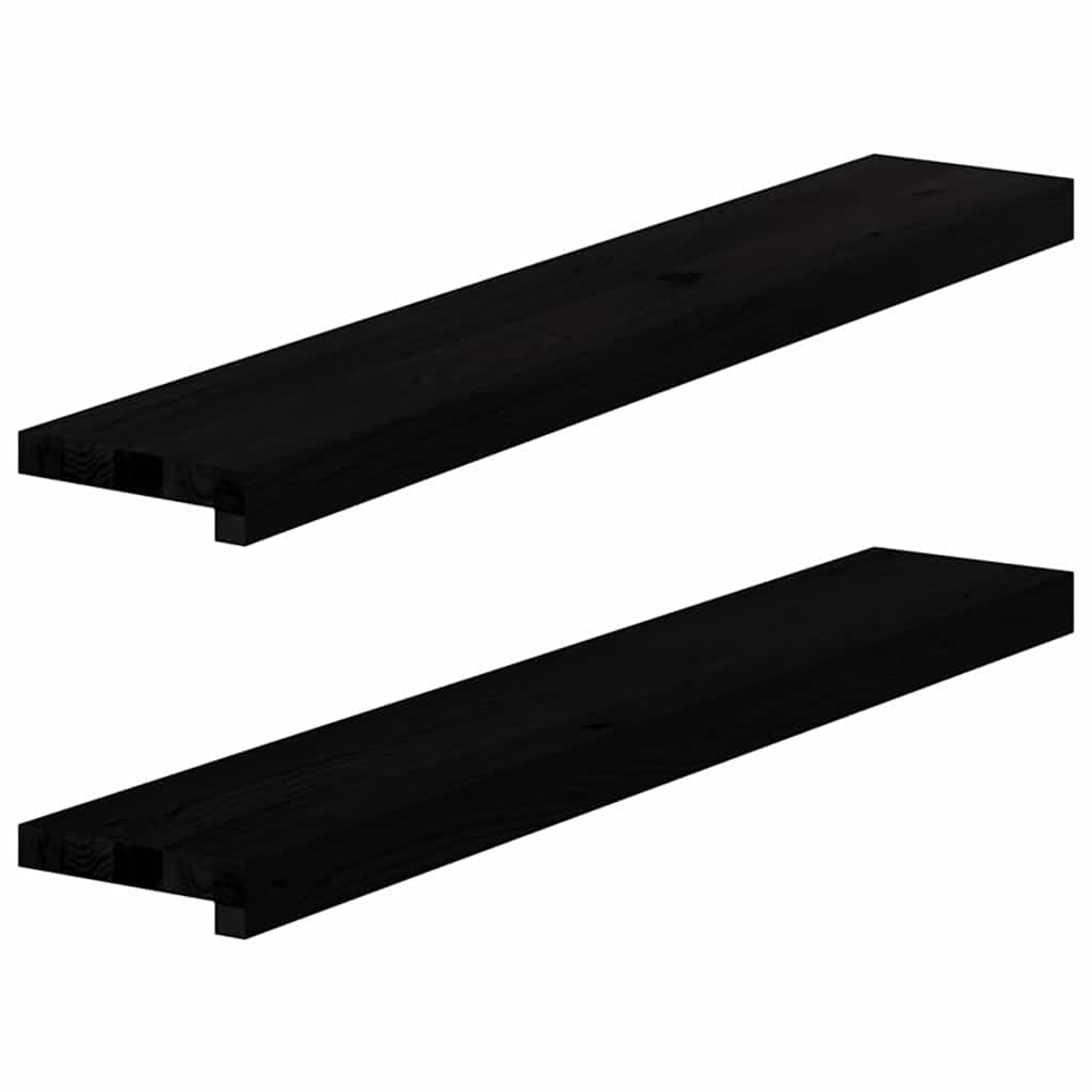 Fensterbänke 2 Stk. Braun-Schwarz 90x15x2 cm Massivholz Eiche