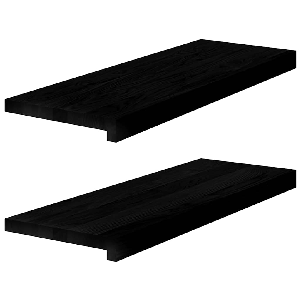 Fensterbänke 2 Stk. Braun-Schwarz 70x25x2 cm Massivholz Eiche