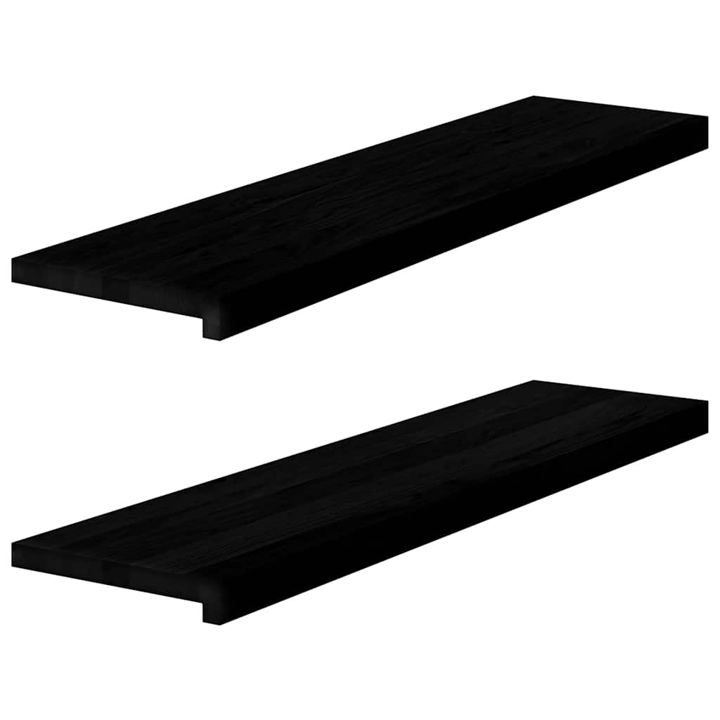 Fensterbänke 2 Stk. Braun-Schwarz 100x25x2 cm Massivholz Eiche