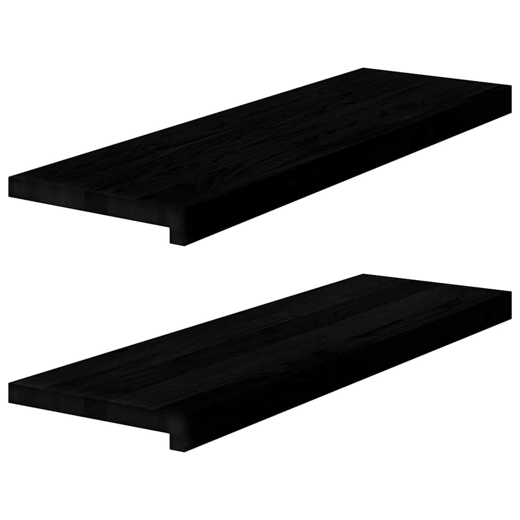 Fensterbänke 2 Stk. Braun-Schwarz 80x30x2 cm Massivholz Eiche