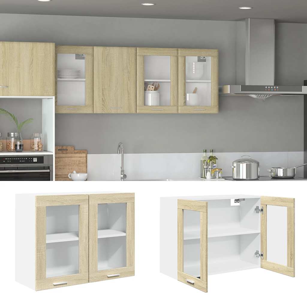 Hängeglasschrank Lyon Sonoma-Eiche 80x31x60 cm Holzwerkstoff