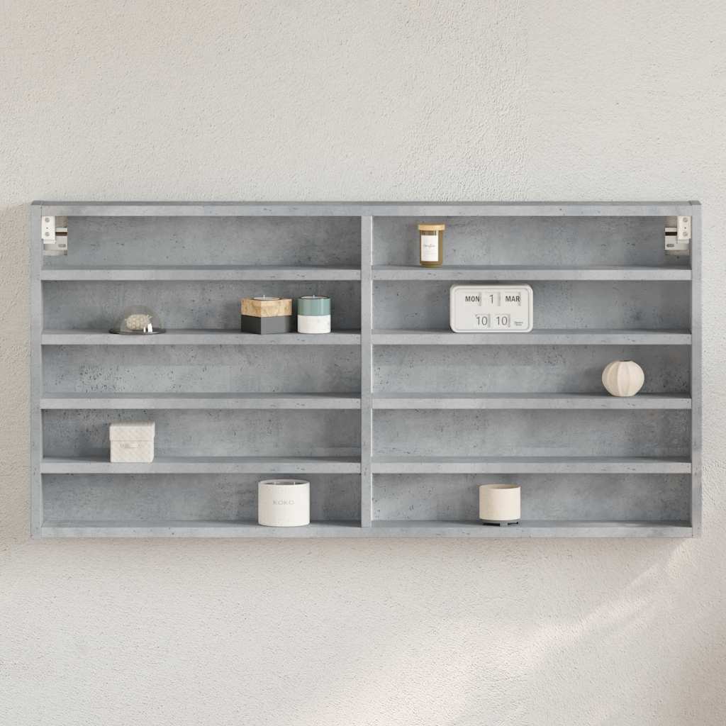 Vitrinenschrank Betongrau 100x8,5x50 cm Holzwerkstoff