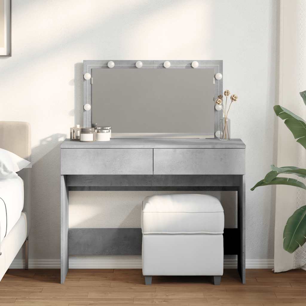 Schminktisch mit LED-Beleuchtung Betongrau 100x40x120 cm