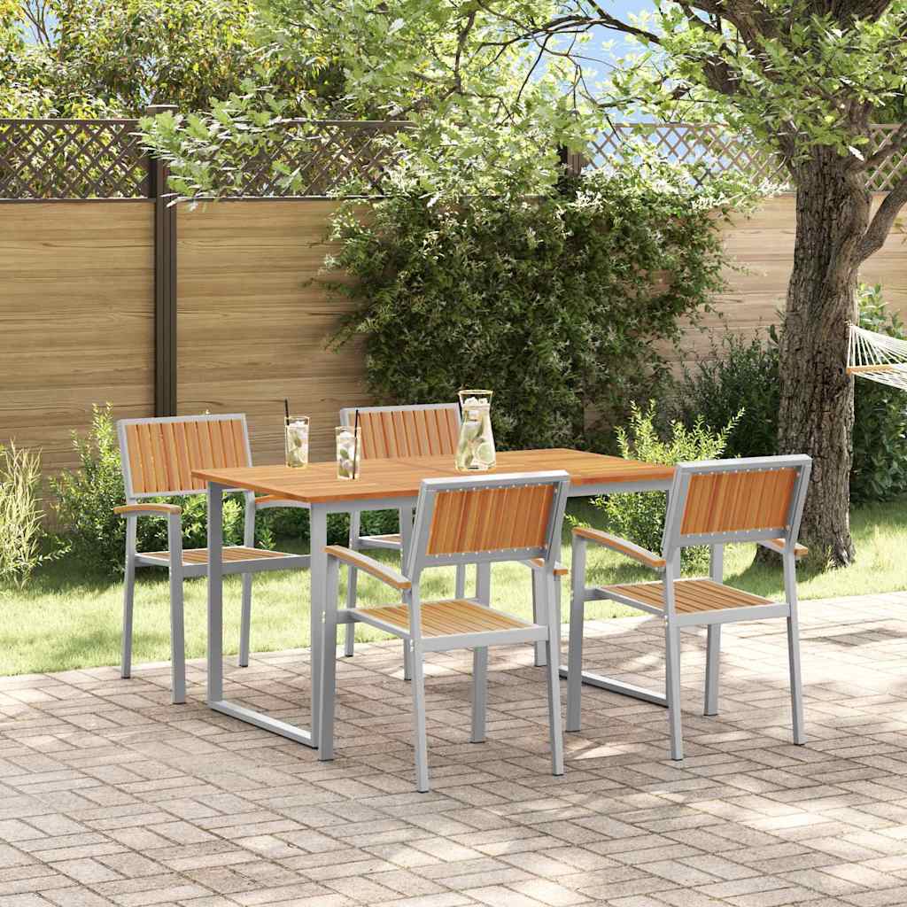Garten Essgruppe 5 stk. Grau Massivholz Akazie